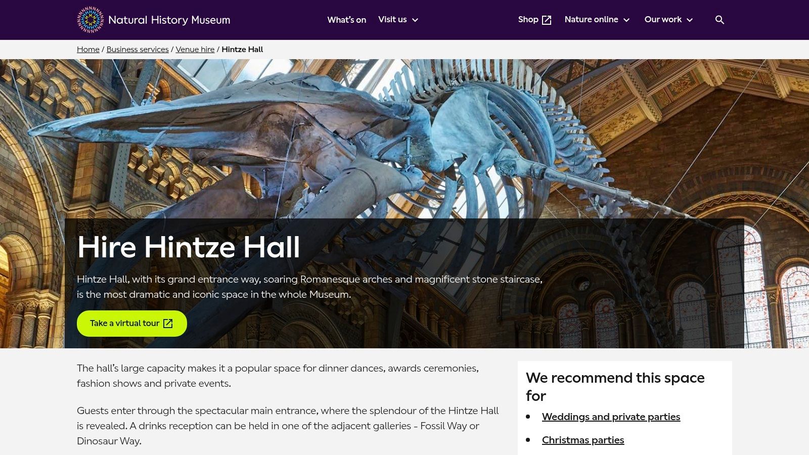 Natural History Museum (Hintze Hall and galleries)